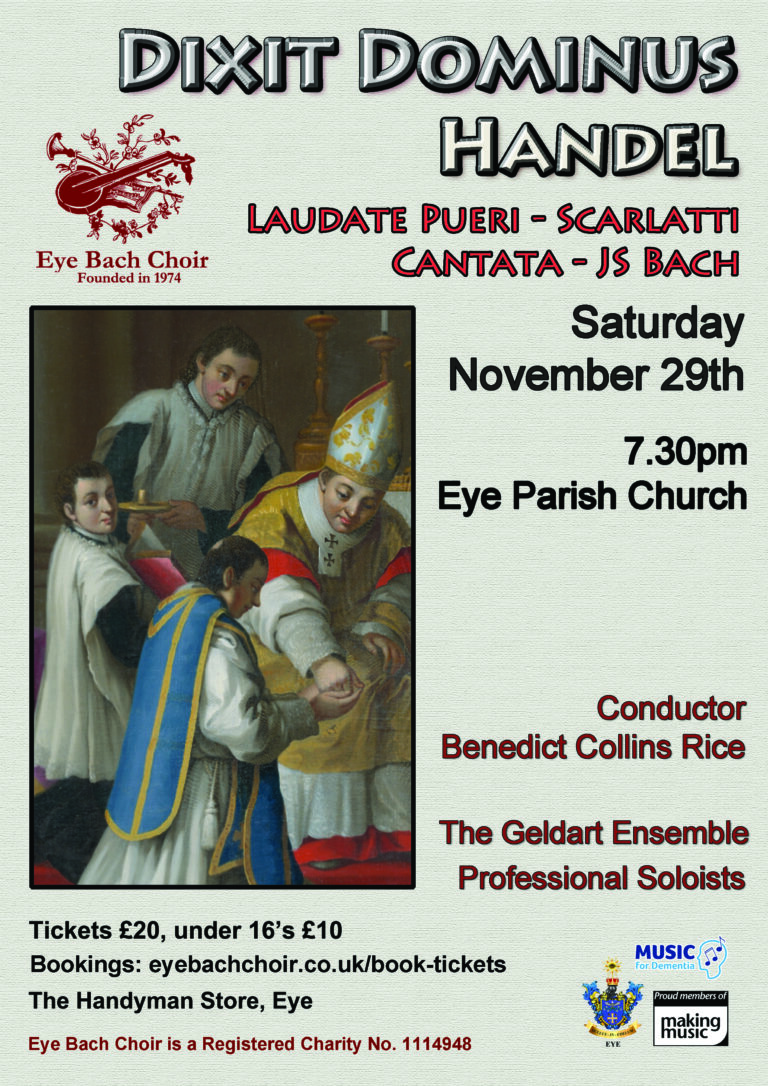Flyer for 29 nov 2025 Eye bach Choir concert
