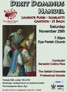 Flyer for 29 nov 2025 Eye bach Choir concert
